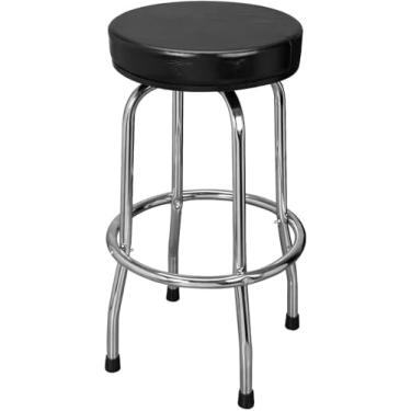Imagem de BIG RED ATRP6185B-2 Banco de bar giratório: Assento acolchoado de garagem/loja com pernas cromadas, preto