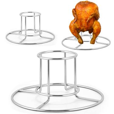 Imagem de HaSteeL Suporte de galinha para lata de cerveja, pacote com 3, suporte de galinha de aço inoxidável para churrasqueira, forno defumador, churrasco, suporte vertical de frango para torrador, frango e