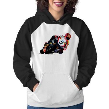 Imagem de Moletom Feminino Motorcycle Racing - Foca na Moda, Branco, Preto, GG
