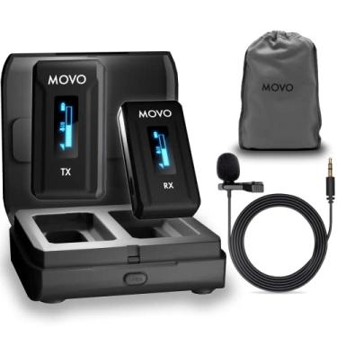 Imagem de Movo WMX-2 Lav Mic with Charging Case - Wireless Lavalier Microphone Lapel Mic - 7HR Battery - Lapel Microphone Wireless with 328' Range - Bluetooth Lavalier Microphone Adjustable Gain & LED Display