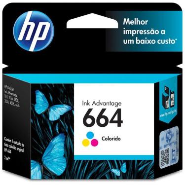 Imagem de Cartucho HP 664 Colorido Original F6V28AB para HP Deskjet 2136/ 2676/ 3776/ 5076/5276