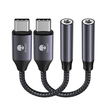 Imagem de Stouchi Adaptador de áudio USB C para 3,5 mm (2 pacotes) tipo C para fone de ouvido Dongle Jack Cabo Hi-Fi DAC Chip para iPhone 17/16/15, Pixel 9/8/7/6, iPad, Samsung Galaxy S25 S24 S23 Ultra - Cinza
