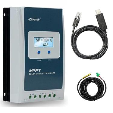 Imagem de EPEVER 30A MPPT controlador de carregador solar com sensor de temperatura 12V 24V Auto Indentify Aplicar para chumbo ácido lítio LiFePO4 (TracerAN 30A + MT50 + sensor de temperatura)