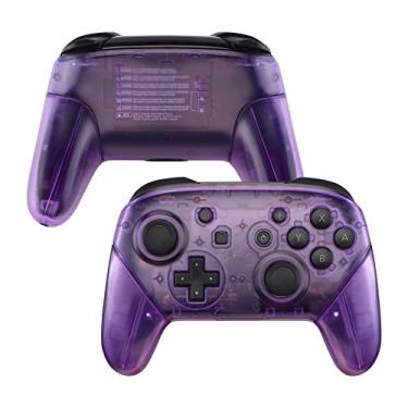 Imagem de Alças de placa traseira para controle NS Switch Pro da eXtremeRate, capa de proteção de encaixe de reposição para NS Switch Pro – controle não incluído, Clear Atomic Purple