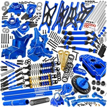 Imagem de RCYouHott RC Upgrade Parts for 1/10 Big Rock 4X4 V3 3S BLX,Arms/Shocks/57T Gear/CVD/Caster Blocks hubs/Steering Bellcranks/Gearbox/Links/Support/25T Servo Saver/Center Driveshafts,Navy Blue