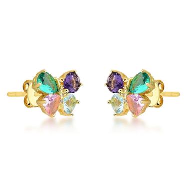 Imagem de Brincos De Luxo Com Cristais Zircônias E Banho De Ouro 18k - Design Elegante Cristal