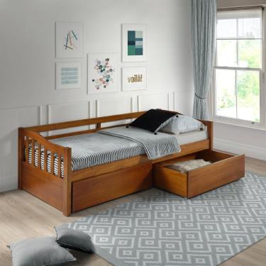 Imagem de Sofá Cama Plus Com Dois Gavetões Em Madeira Maciça Mv Outlet Mel