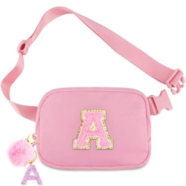 Imagem de Bolsa de cinto para meninas – Bolsa transversal com inicial para presentes de aniversário para 15, 6, 7, 8, 9, 10, 11, 12, 13 anos, pequena, essencial para viagens, Rosa - 1, Medium, A