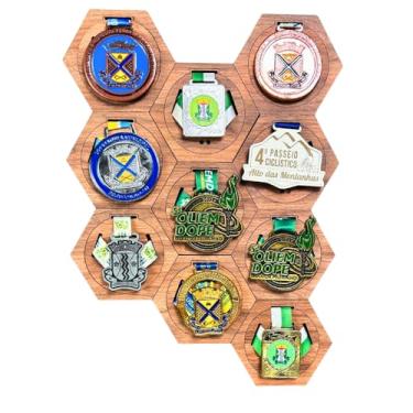 Imagem de Porta medalhas de parede modular Porta medalha de corrida mountain bike ciclismo atletismo (10, Amadeirado)