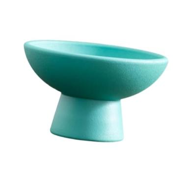 Imagem de IEUDNS Vaso de cerâmica redondo, acessório floral, peça central, vaso de flores decorativo, recipiente para arranjo de flores para quintal, casa de fazenda, Azul