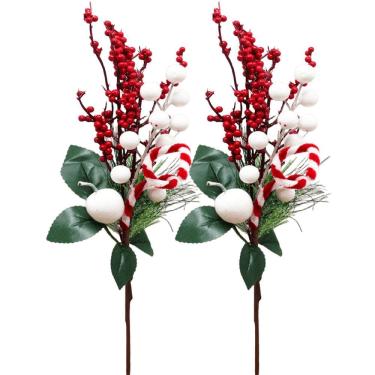 Imagem de Kit 4 Arranjos Pick Berry Artificiais Enfeite Natalino 40cm