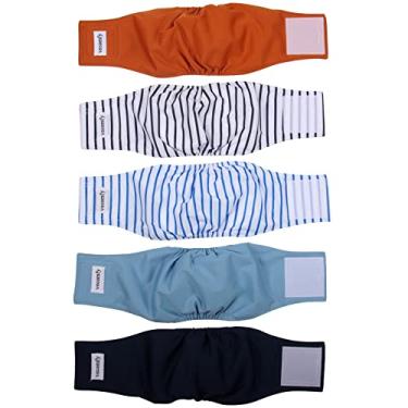 Imagem de vecomfy Faixas de Barriga para Cães Machos (5 Pacotes), Fraldas para Filhotes À Prova de Vazamento, Reutilizáveis, Laváveis e Reutilizáveis, para Cães Pequenos