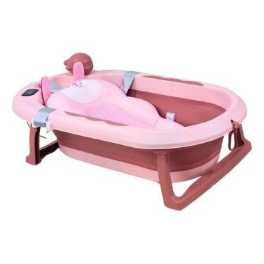 Imagem de Banheira Retrátil Dobrável Para Bebê Com Termômetro Embutido E Cama Fl