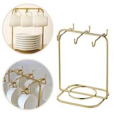 Imagem de Suporte Porta Pires E Xicara De Café Menor Dourado Luxo Bancada Pia - 