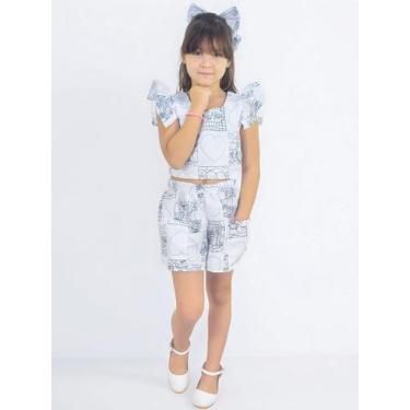 Imagem de Conjunto Infantil Inspirado nos Livros para Colorir Branco - Blusa e S