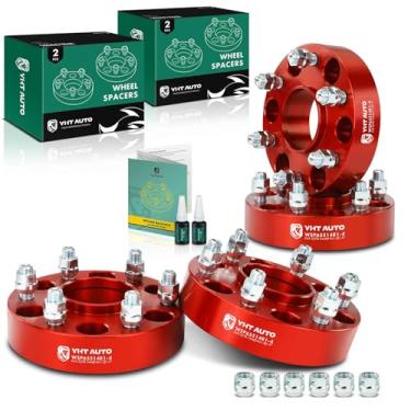 Imagem de YHTAUTO Espaçadores de roda centrados em cubo 6 x 5,5 de 3,8 cm para Chevy, GMC, modelos Cadillac, Silverado, Sierra, Escalade, Tahoe, Yukon, espaçadores de pneu 6 x 139,7 mm parafusos M14 x 1,5, furo