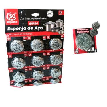 Imagem de Esponja De Aço Para Brilho Inox 10g Anti Bactéria C/24 Garbo - Só qual