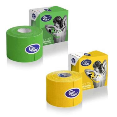 Imagem de Kit 2 Rolos Bandagem CureTape Tipo Kinesio Taping para Fisioterapia e 