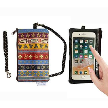 Imagem de Tainada Bolsa para celular 2 em 1 com tela sensível ao toque e cordão removível para o pescoço, alça de pulso para iPhone 16/15 Pro Max, 16/15 Plus; Samsung S24+, A54 (padrão étnico)