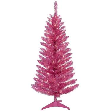 Imagem de Árvore de Natal artificial Kadunmina de 4 pés com suporte rosa 115 pon