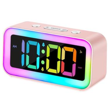 Imagem de Despertador Cadmos Cute Pink com luz noturna RGB para meninas
