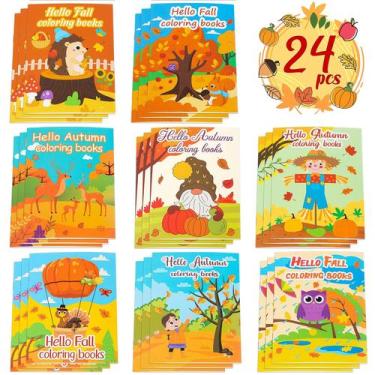 Imagem de Livros para colorir 90shine Fall for Kids Thanksgiving 24 unidades