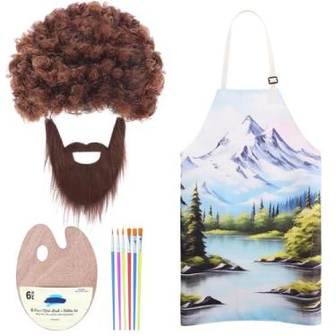 Imagem de Traje Kyson 80's Painter com peruca afro e conjunto de pincéis de pint