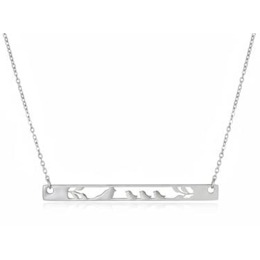 Imagem de cuffsecret Colar Mother and Nestlings – Pingente de barra recortada de aço inoxidável – Corrente ajustável de 40,6 cm, 16 inches, Aço inoxidável, Sem Pedra Preciosa