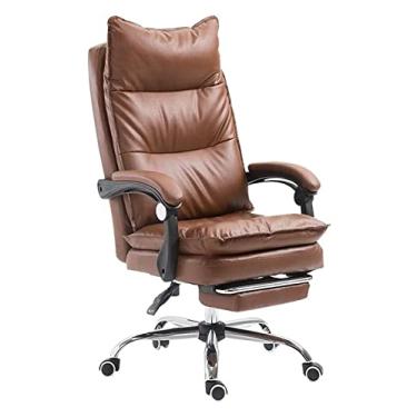 Imagem de Cadeira de escritório, cadeira reclinável, cadeira giratória com encosto alto, cadeira de computador de escritório com apoio para os pés, cadeira de escritório executiva ergonômica em couro PU