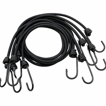 Imagem de 10 mini cordas elásticas de 15 cm com ganchos, preto curto, tira de amarração resistente a intempéries de 4 mm de espessura, uso para acampamento, barracas, prender fios e mangueiras