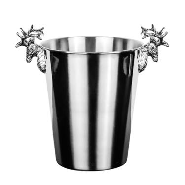 Imagem de Baldes de gelo criativos de aço inoxidável balde de gelo retrô champanhe para bar festa comercial (prata, grande)