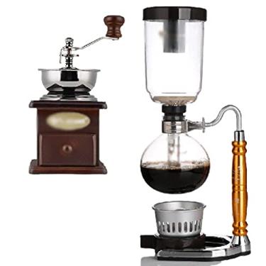 Imagem de Cafeteira de sifão Cafetera Manual Retro Vacuum Glass Sifon Pot Percolators 3 xícaras de vidro sifão de mesa cafeteira para café ou bule de chá (Cor: Porco) (gado)