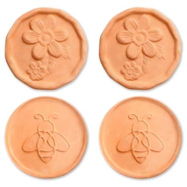 Imagem de AUJOSHN Pacote com 4 protetores de açúcar mascavo, discos de terracota naturais – Pare o açúcar duro, controle de umidade reutilizável para recipiente de açúcar mascavo e recipiente de armazenamento