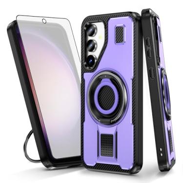 Imagem de Asuwish Capa de telefone para Samsung Galaxy S23 FE 5G com protetor de tela de vidro temperado e suporte de anel à prova de choque com suporte protetor de celular acessórios para celular S 23 EF S23FE