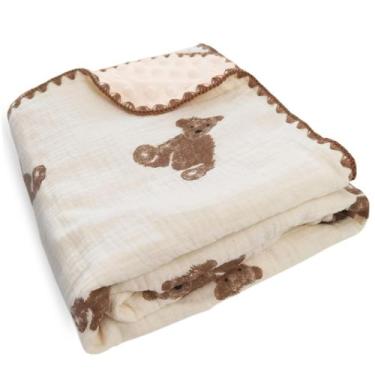 Imagem de Cobertor de bebê Gunnaicat 102x102cm com padrão de urso de musselina d