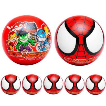 Imagem de Combo 5 Bolas Vinil Leite Top Heroes Spider Aranha Lembrancinhas Festa