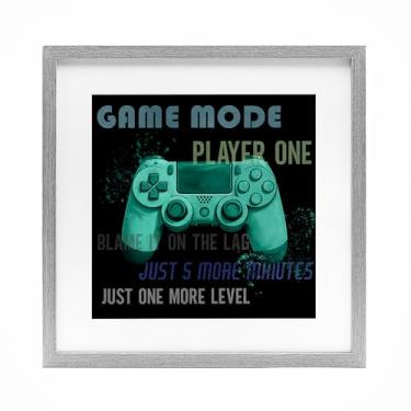 Imagem de Stupell Industries Game Mode Player One Controller Impressão emoldurada cinza sob vidro, design por Kim Allen, 13 x 13