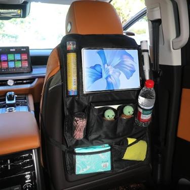 Imagem de Capa organizadora de assento de carro para banco traseiro, protetor de assento traseiro com suporte de tablet para tela sensível ao toque, organizador de banco traseiro, acessórios de viagem com