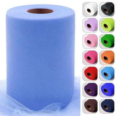Imagem de Plácido Rolos de Tecido de Tule Azul 15 cm por 100 metros (91,4 m) Fita de Tule para Saia Tutu Embrulho de Presente Casamento Chá de Bebê Decorações de Festa de Ação de Graças Artesanato DIY