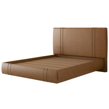 Imagem de Cama Queen Flutuante Com Cabeceira 160cm Lyra Sintético Camel S05 - Mpozenato
