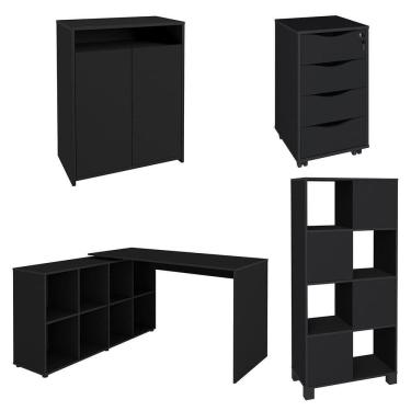 Imagem de Conjunto Escritório Home Office 4 Peças Mity A06 Preto - Mpozenato