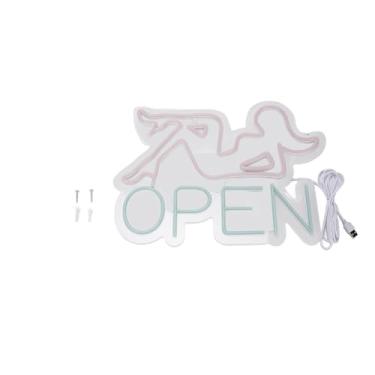 Imagem de Led sinal de néon decoração da parede usb alimentado placa luz acrílica rosado mulher azul aberto para loja clube bar festa