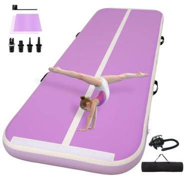 Imagem de Tapete de queda inflável, tapete de corrida para ginástica e pista de queda com 15 cm de espessura para casa, treinamento, torcida, ioga, água com bomba (roxo, 3,3 pés × 3,3 pés × 6 polegadas