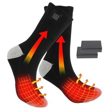 Imagem de Hettluo Meias aquecidas para homens e mulheres, meias aquecidas a bateria, meias aquecidas elétricas, laváveis, meias quentes de inverno para atividades ao ar livre, trabalho, pesca, caça, esqui