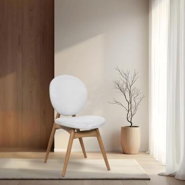 Imagem de Cadeira De Jantar Lotus Estrutura Aço Carbono Laminado Natural Com Estofado Linho Cru