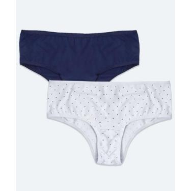Imagem de Kit 2 Calcinhas Alta Estampa Poá Marisa-24206, Azul e bege claro, M
