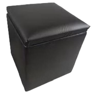 Imagem de Puff Baú Organizador Quadrado em Corino e Suede – Puff com Baú para Armazenamento(PRETO COURO LISO)