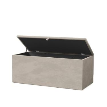 Imagem de Baú Grande Retangular em Veludo 90x40x44cm (Bege)