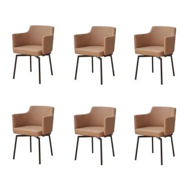 Imagem de HGTRH Conjunto de 1 2 4 e 6 cadeiras de jantar, estilo moderno de meados do século, cadeira de cozinha giratória, à prova d'água, couro sintético, cadeiras para sala de jantar com design mais amplo e
