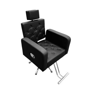 Imagem de Cadeira Reclinável para Salão de Beleza Barbearia e Cabeleireiro com Base Hidráulica Estrela (Preto)